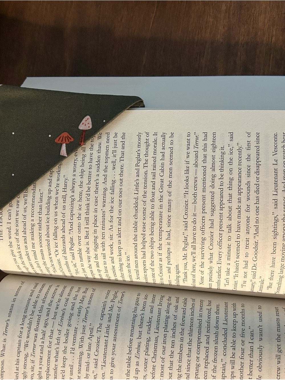 Dark Green Mushroom Print cotton Corner bookmark